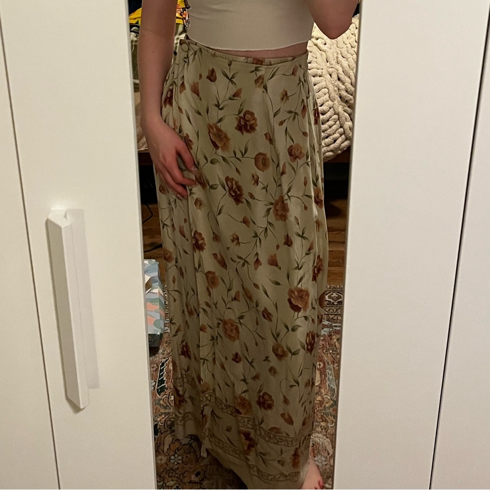 Faux Wrap Style Floral Maxi Skirt